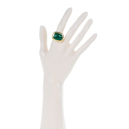 David Yurman Sterling Silver 18K Yellow Gold Green Onyx 18mm Waverly Ring 53 6.5 2 of 4