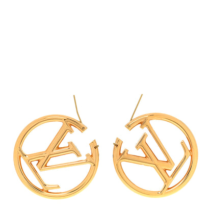Louis Vuitton Metal Louise Hoop Earrings Gold 3 of 5
