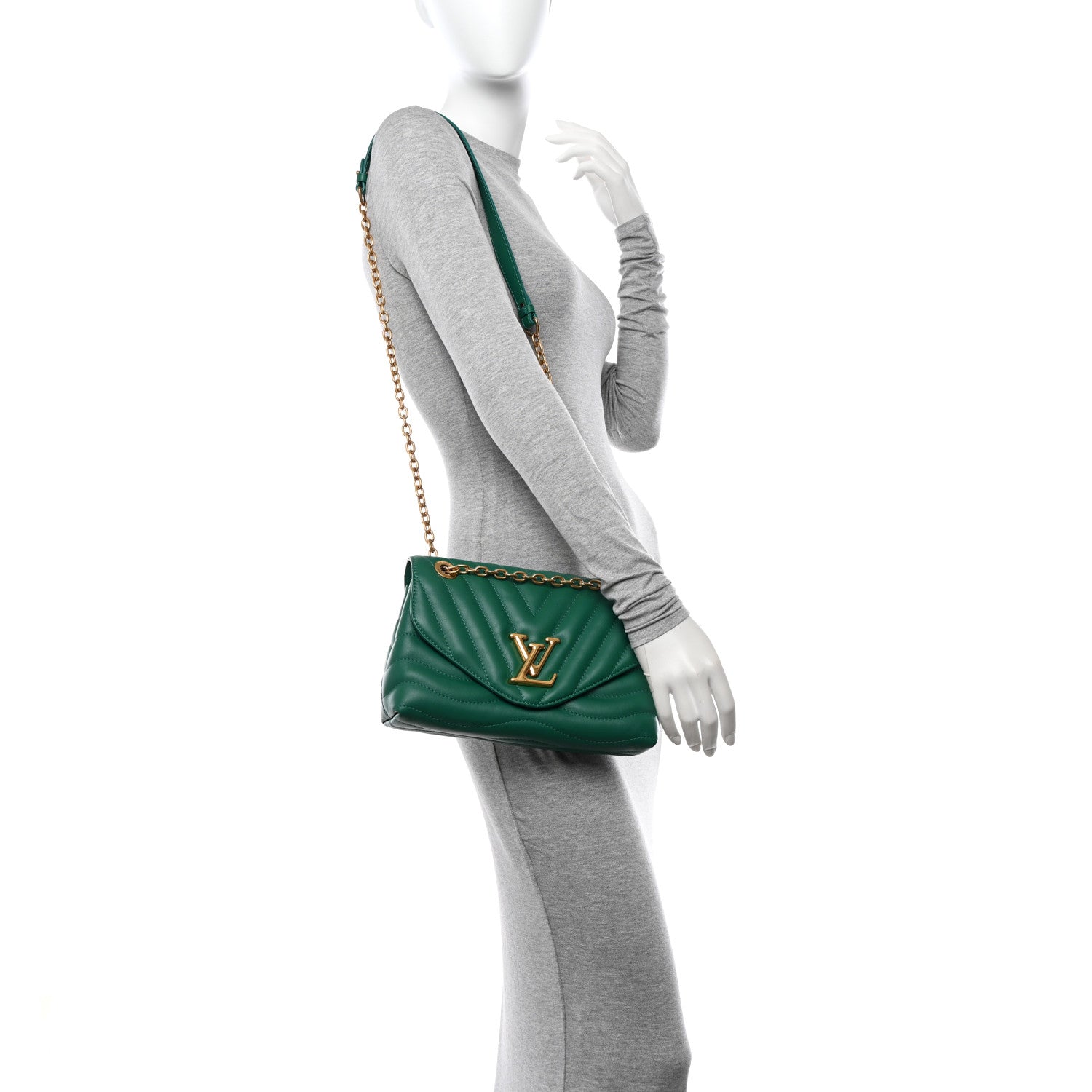 Louis Vuitton Calfskin New Wave Chain Bag MM NM Emerald 2 of 9