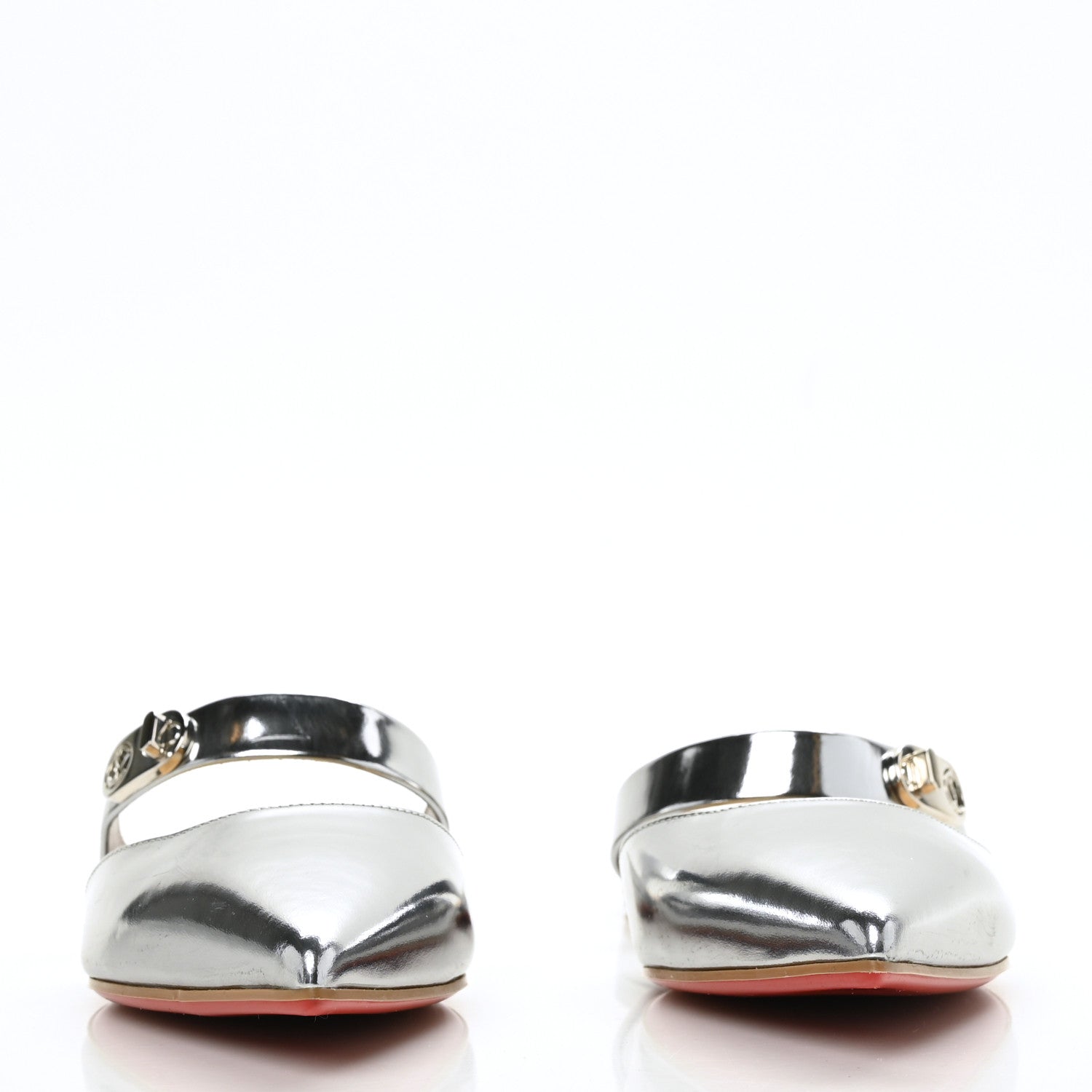 Christian Louboutin Patent Calfskin Choc Flat Mules 35.5 Silver 2 of 7