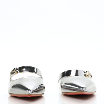Christian Louboutin Patent Calfskin Choc Flat Mules 35.5 Silver 2 of 7
