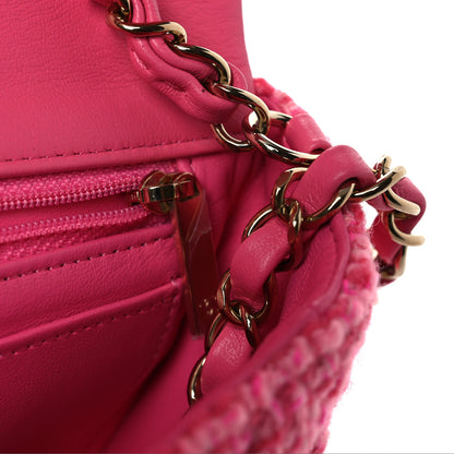 Chanel Wool Tweed Quilted Mini Rectangular Flap Dark Pink Fuchsia 13 of 13