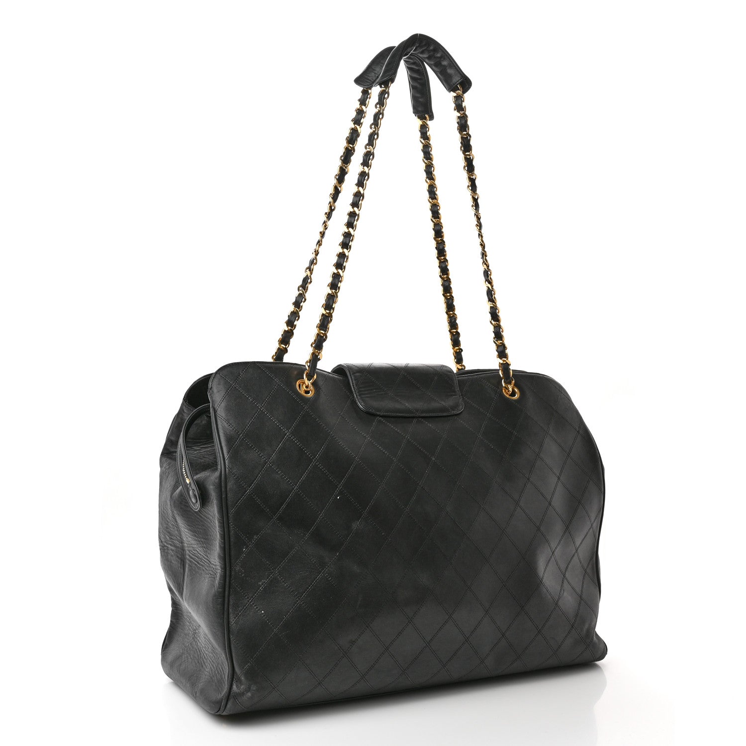 Chanel Calfskin Stitched XL Weekender Black 2 of 21