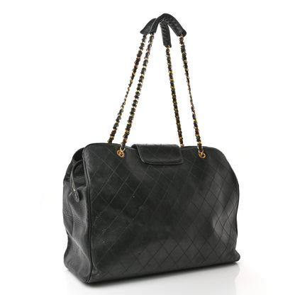 Chanel Calfskin Stitched XL Weekender Black 3 of 21