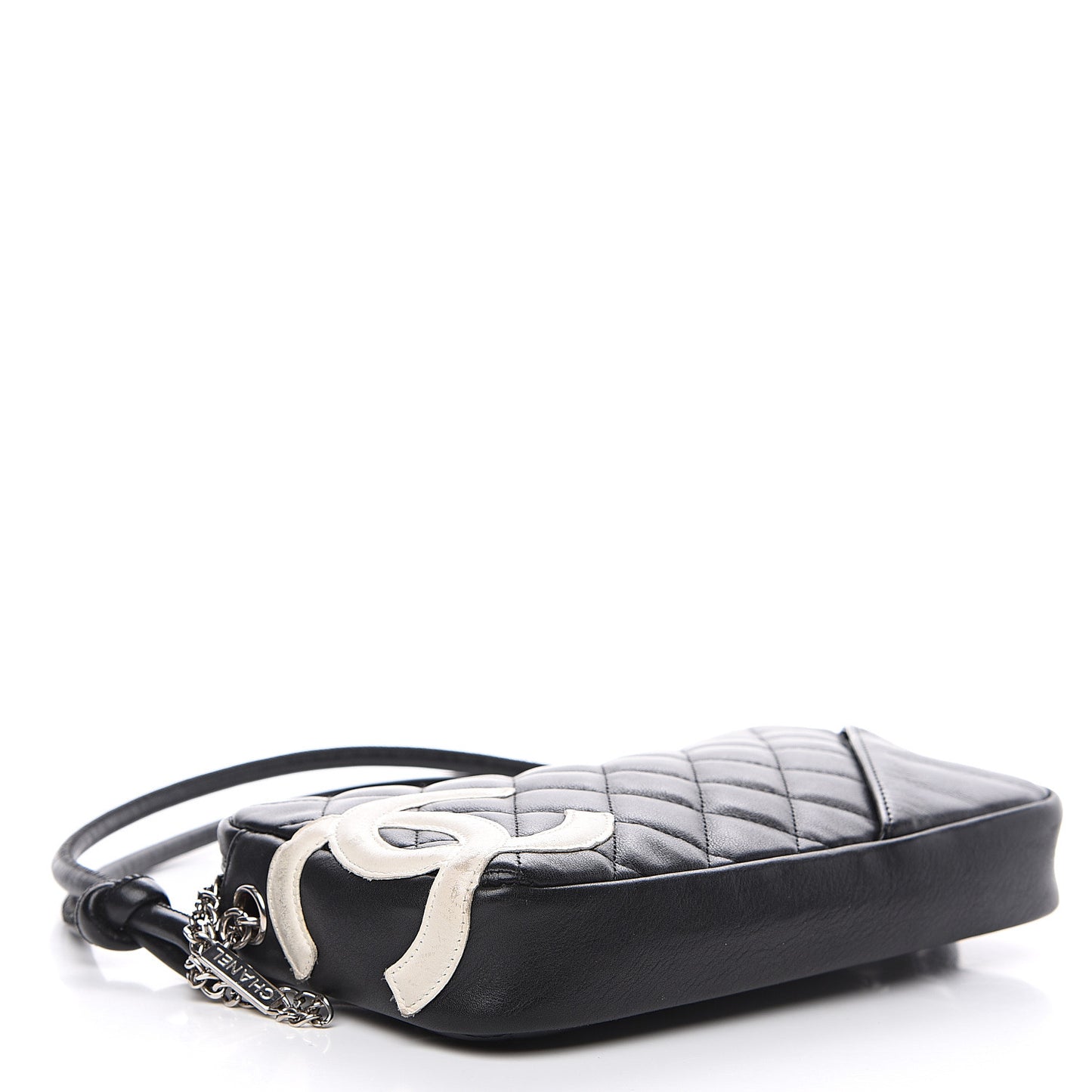 Calfskin Quilted Cambon Pochette Black White
