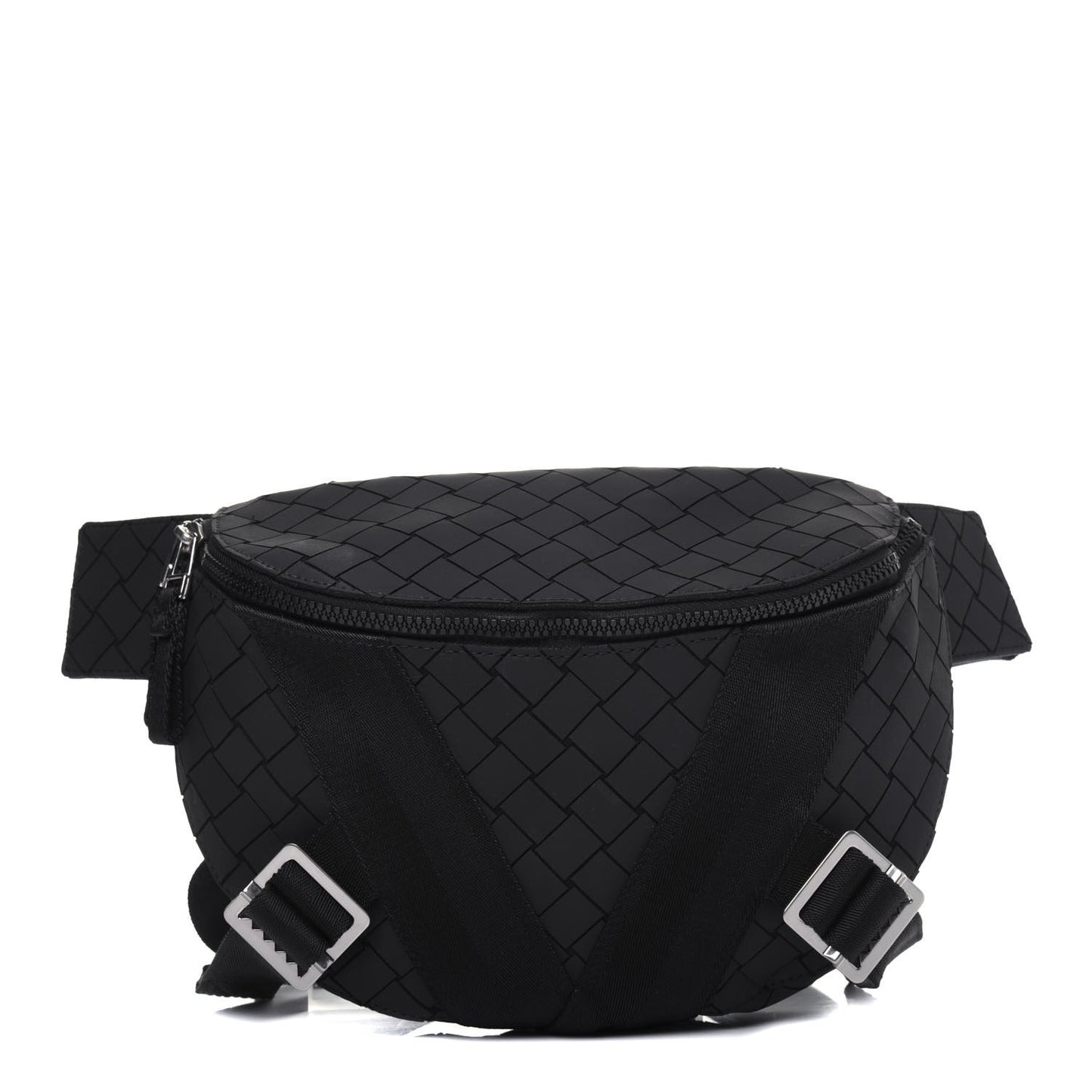 Nappa Intrecciato Carved Panels Belt Bag Black