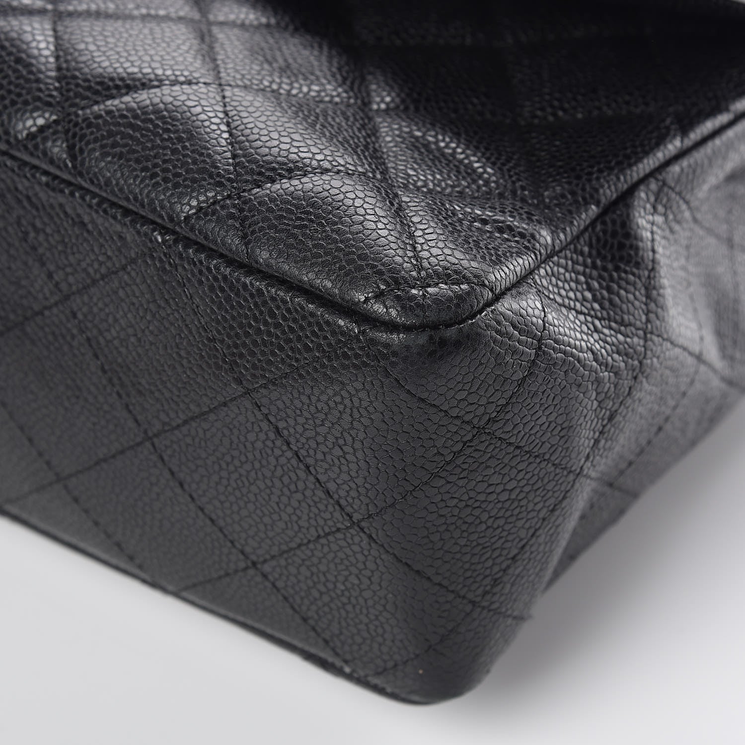 Chanel Caviar Quilted Jumbo Single Flap Black 17 of 23