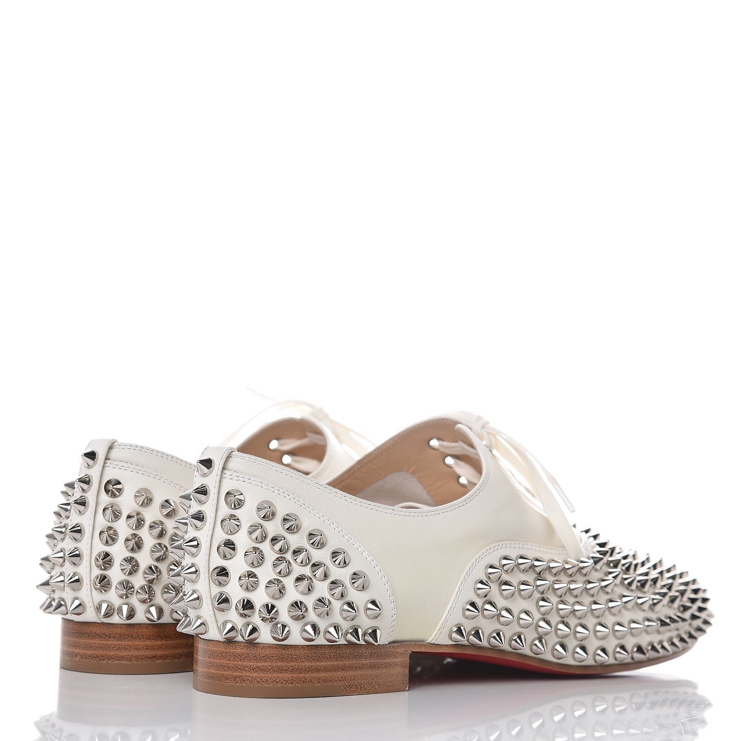 Christian Louboutin Nappa Freddy Spikes Donna Flat Sneakers 38 Latte Silver 4 of 9