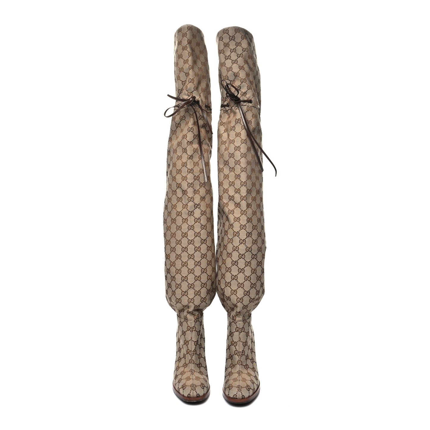Monogram Over the Knee Boots 37 Beige Ebony