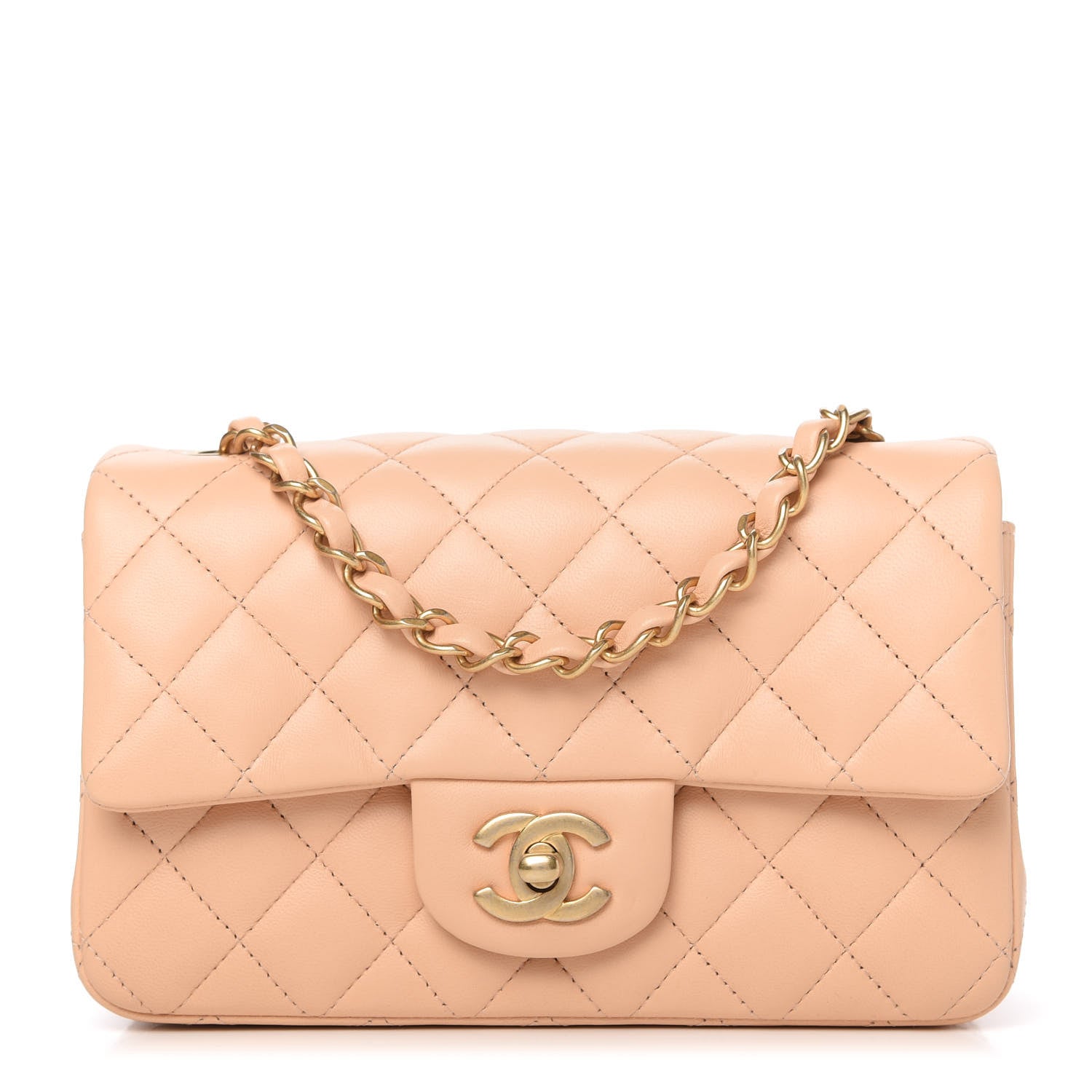 Chanel Lambskin Quilted Mini Rectangular Flap Beige 1 of 12