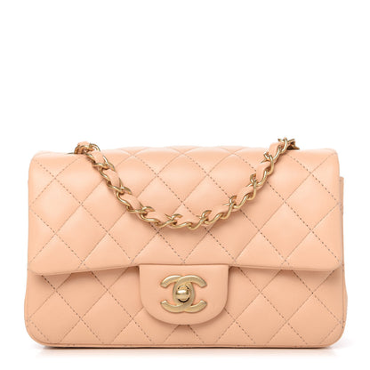 Chanel Lambskin Quilted Mini Rectangular Flap Beige 1 of 12