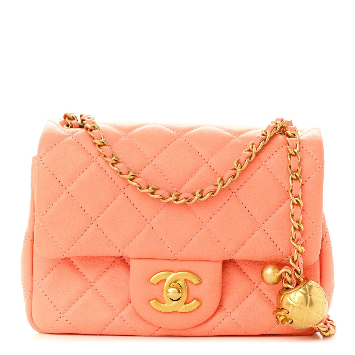 Chanel Lambskin Quilted Mini Pearl Crush Flap Light Orange 1 of 13