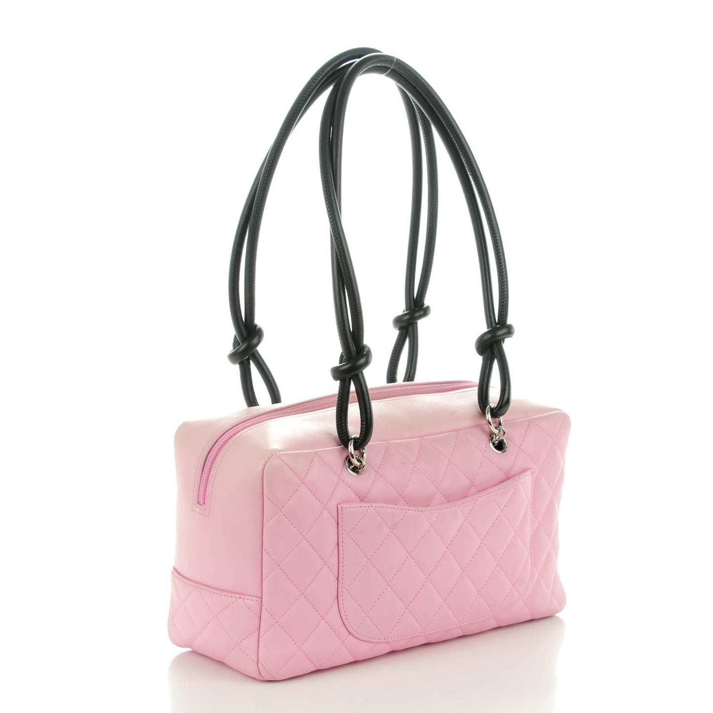 Calfskin Quilted Large Cambon Bowler Pink Black