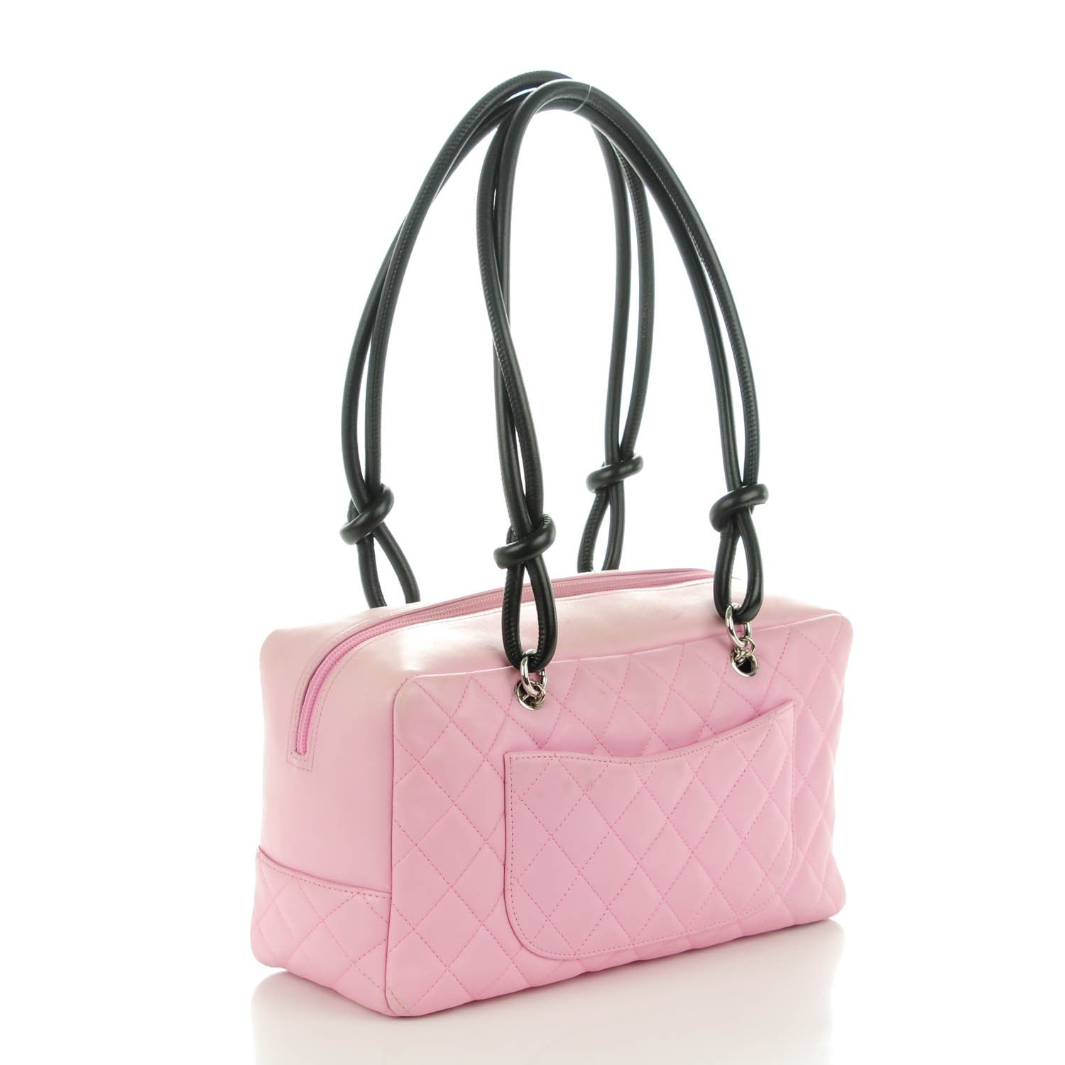 Chanel Calfskin Quilted Large Cambon Bowler Pink Black 3 of 10