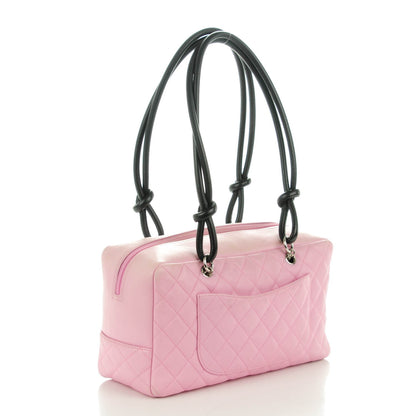 Chanel Calfskin Quilted Large Cambon Bowler Pink Black 3 of 10