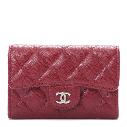 Chanel Caviar Quilted Flap Card Holder Wallet Dark Pink 1 of 9