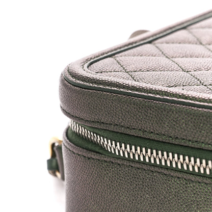 Chanel Iridescent Caviar Quilted Medium CC Filigree Vanity Case Green 12 of 12