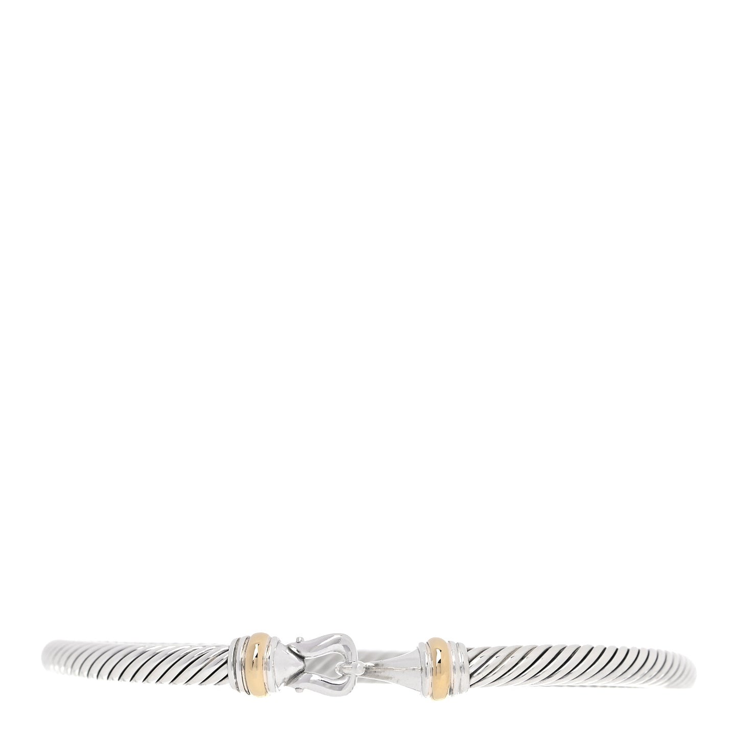 Sterling Silver 18K Yellow Gold 4mm Cable Classic Buckle Bracelet