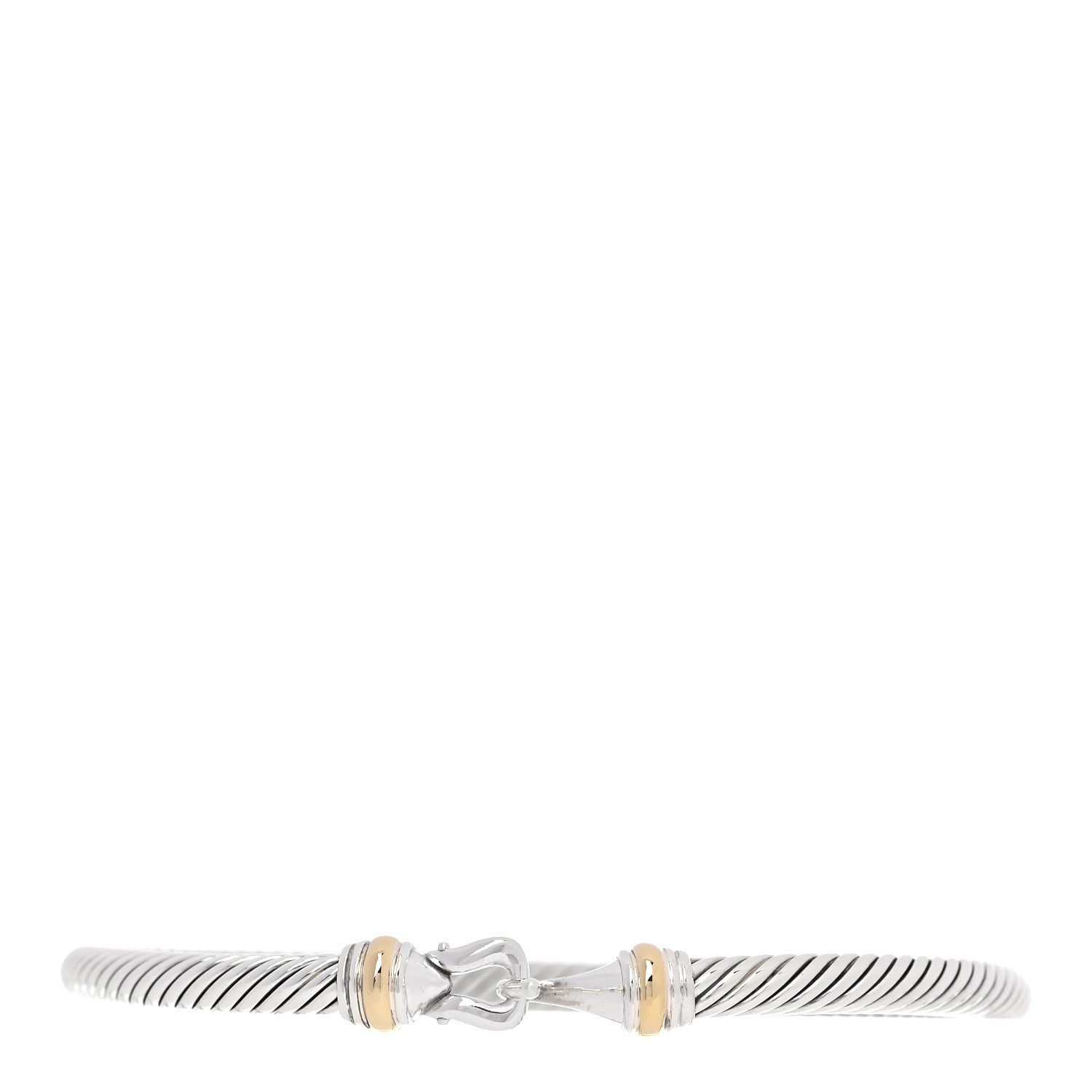 David Yurman Sterling Silver 18K Yellow Gold 4mm Cable Classic Buckle Bracelet 1 of 5