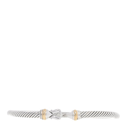 David Yurman Sterling Silver 18K Yellow Gold 4mm Cable Classic Buckle Bracelet 1 of 5