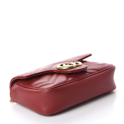 Gucci Calfskin Matelasse Super Mini GG Marmont Shoulder Bag Hibiscus Red 4 of 10