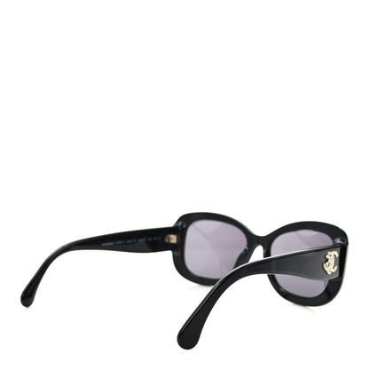 Chanel Acetate Polarized Oval CC Sunglasses 5468-B Black 4 of 8
