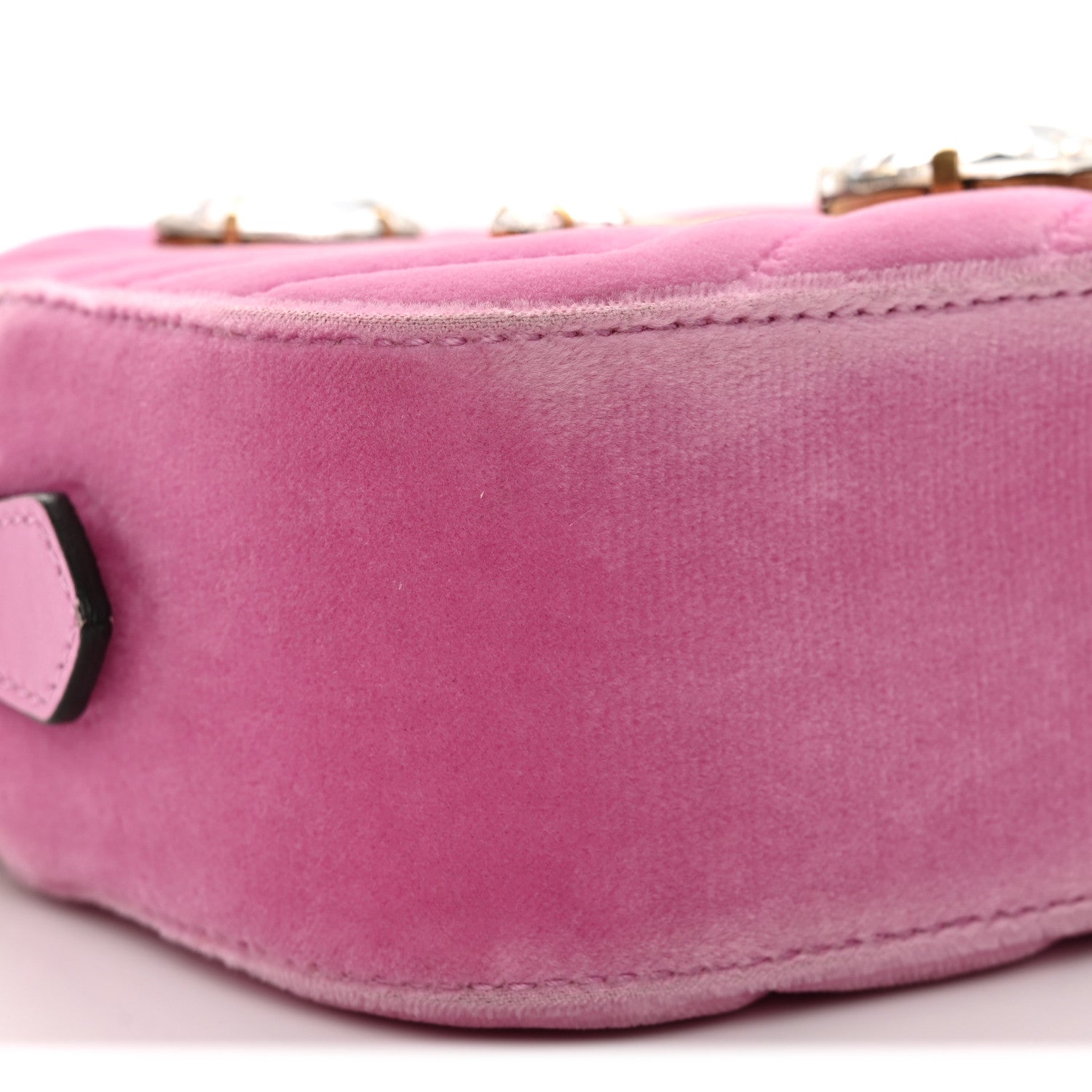 Gucci Velvet Matelasse Marquise Crystals Mini GG Marmont Chain Shoulder Bag Malva 9 of 10