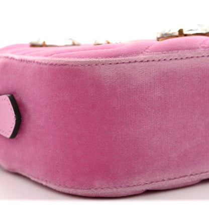Gucci Velvet Matelasse Marquise Crystals Mini GG Marmont Chain Shoulder Bag Malva 9 of 10