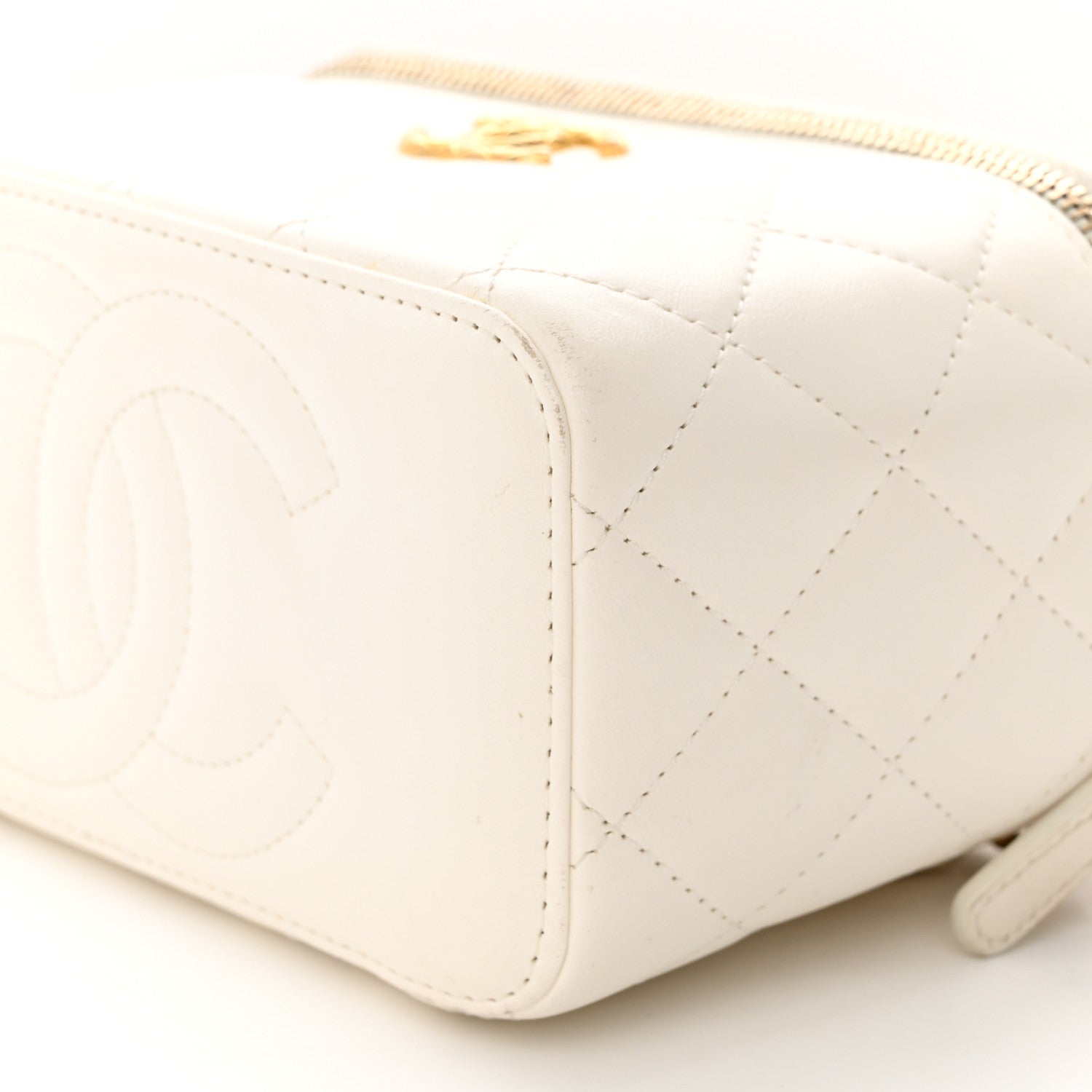 Chanel Lambskin Quilted Small CC Dynasty Vanity Case With Chain White 10 of 15