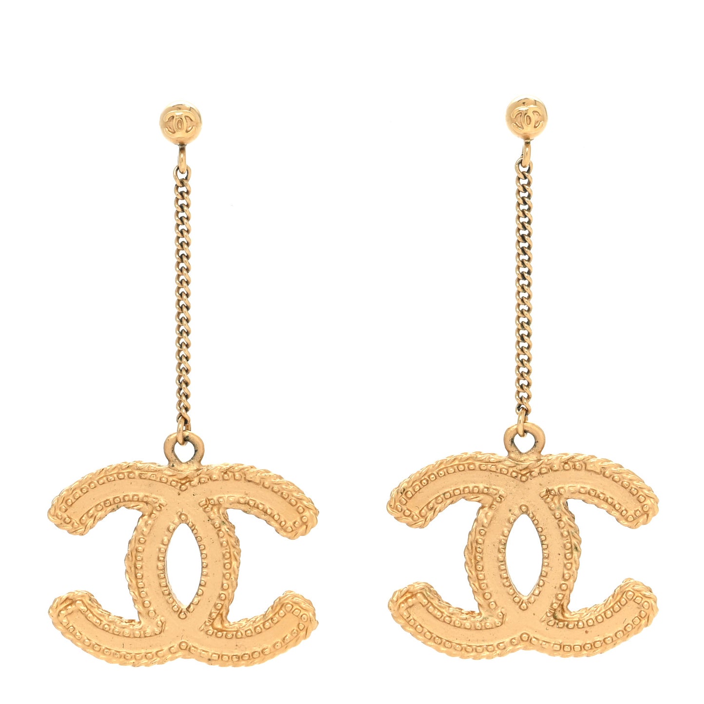 CC Drop Earrings Matte Gold