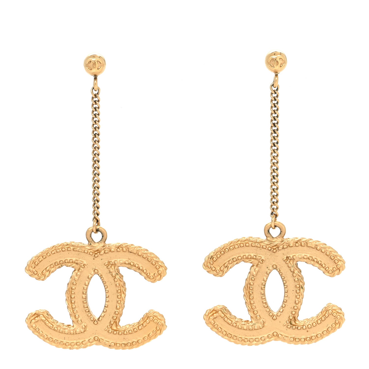 Chanel CC Drop Earrings Matte Gold 1 of 4