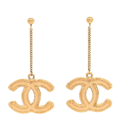 Chanel CC Drop Earrings Matte Gold 1 of 4