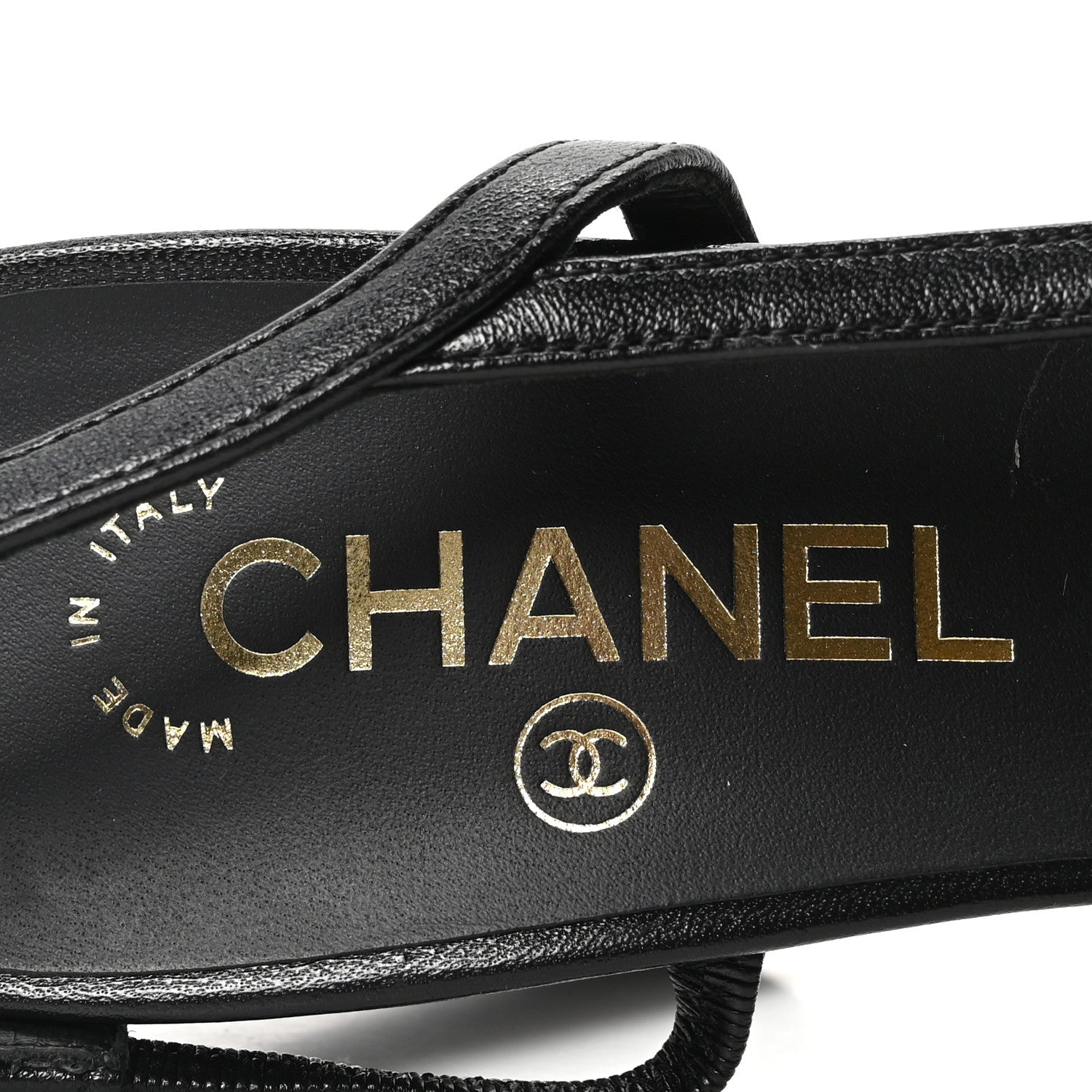 Chanel Lambskin Grosgrain Cap Toe CC Slingback Pumps 38.5 Black 8 of 9