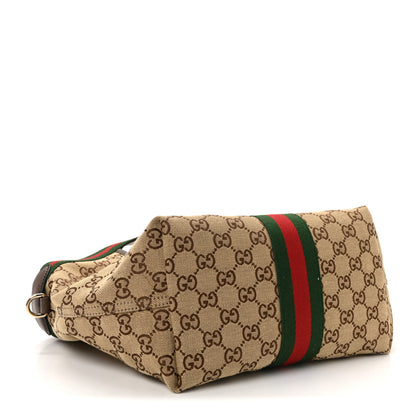Gucci Monogram Web Small Giglio Tote Bag Beige Dark Brown 5 of 10