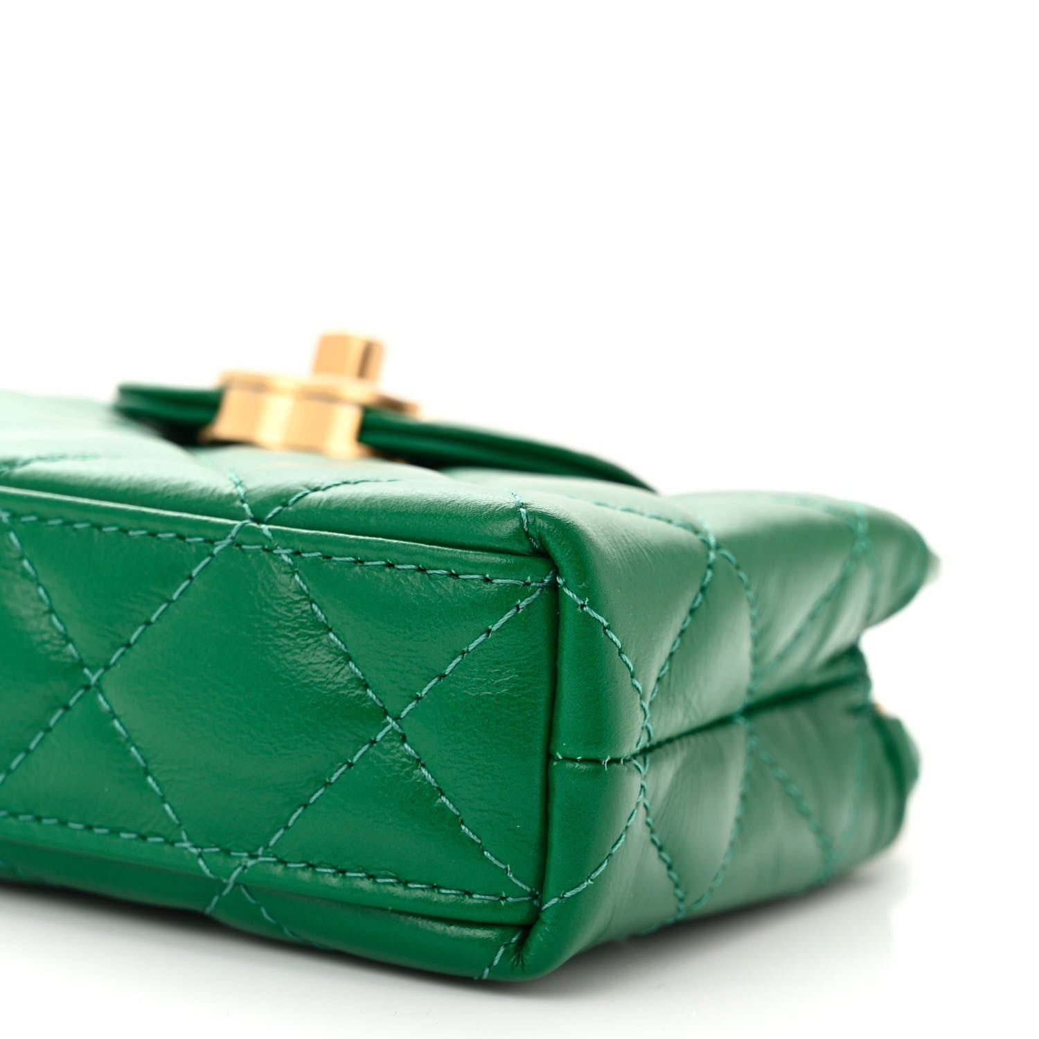 Chanel Shiny Aged Calfskin Quilted Mini Nano Kelly Shopper Green 10 of 11