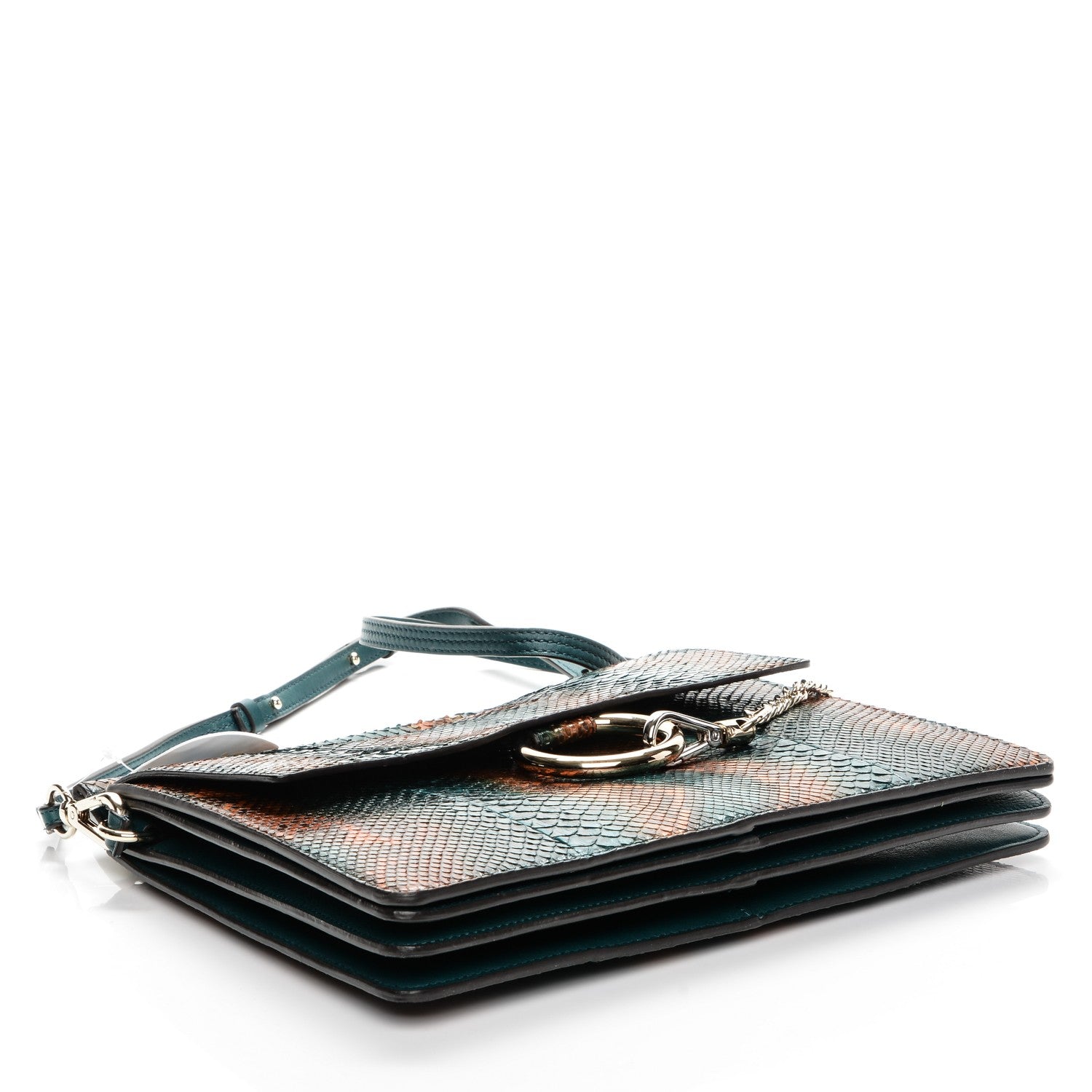 Chloe Python Medium Faye Shoulder Bag Teal 4 of 6