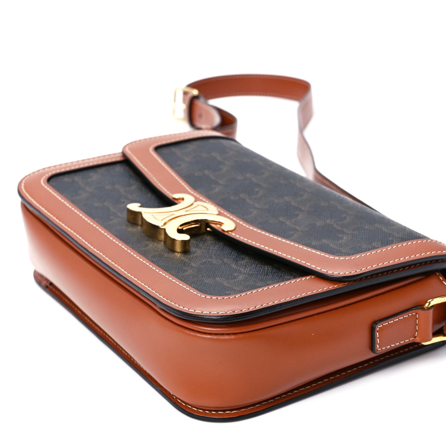 Celine Triomphe Canvas Calfskin Medium Triomphe Bag Tan 13 of 13