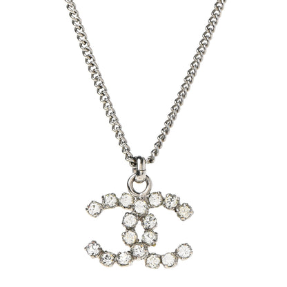 Chanel Crystal CC Pendant Necklace Silver 4 of 6