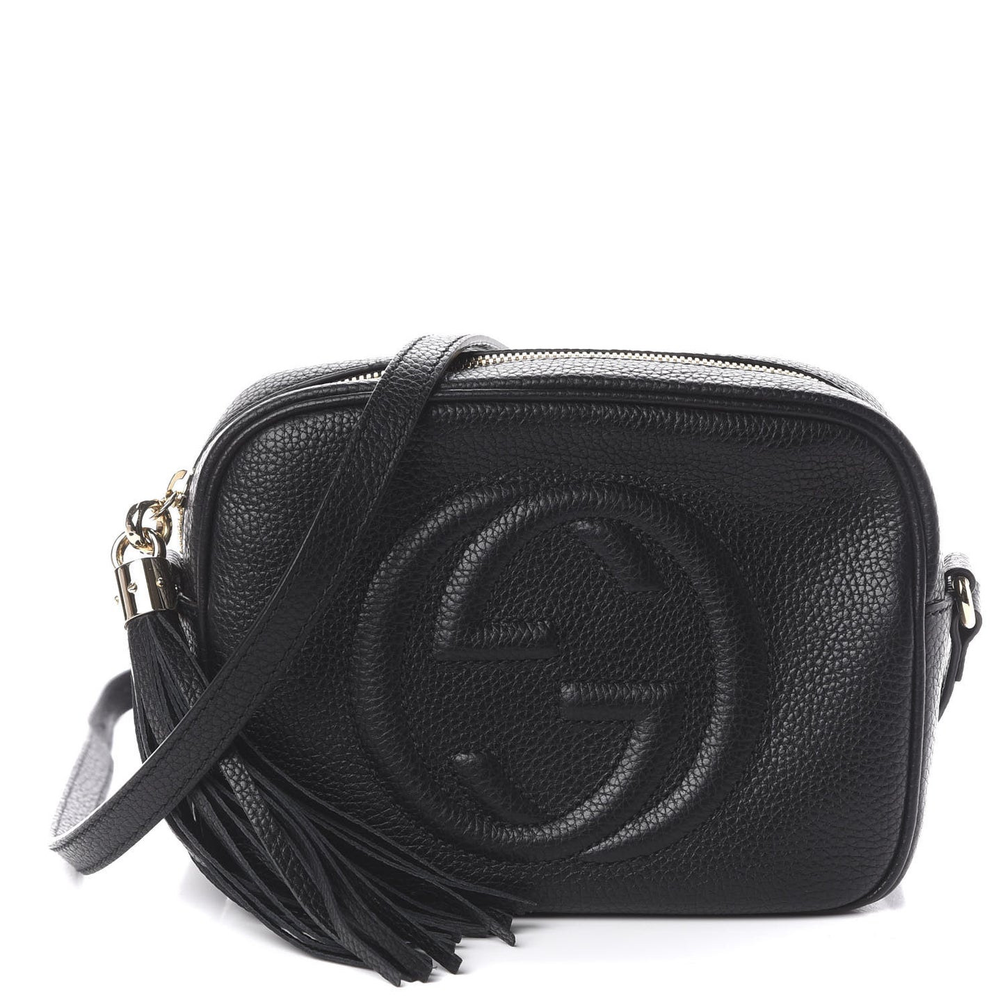 Pebbled Calfskin Small Soho Disco Bag Black