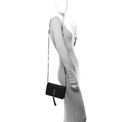 Saint Laurent Smooth Calfskin Small Classic Monogram Portefeuille On Chain Black 2 of 13