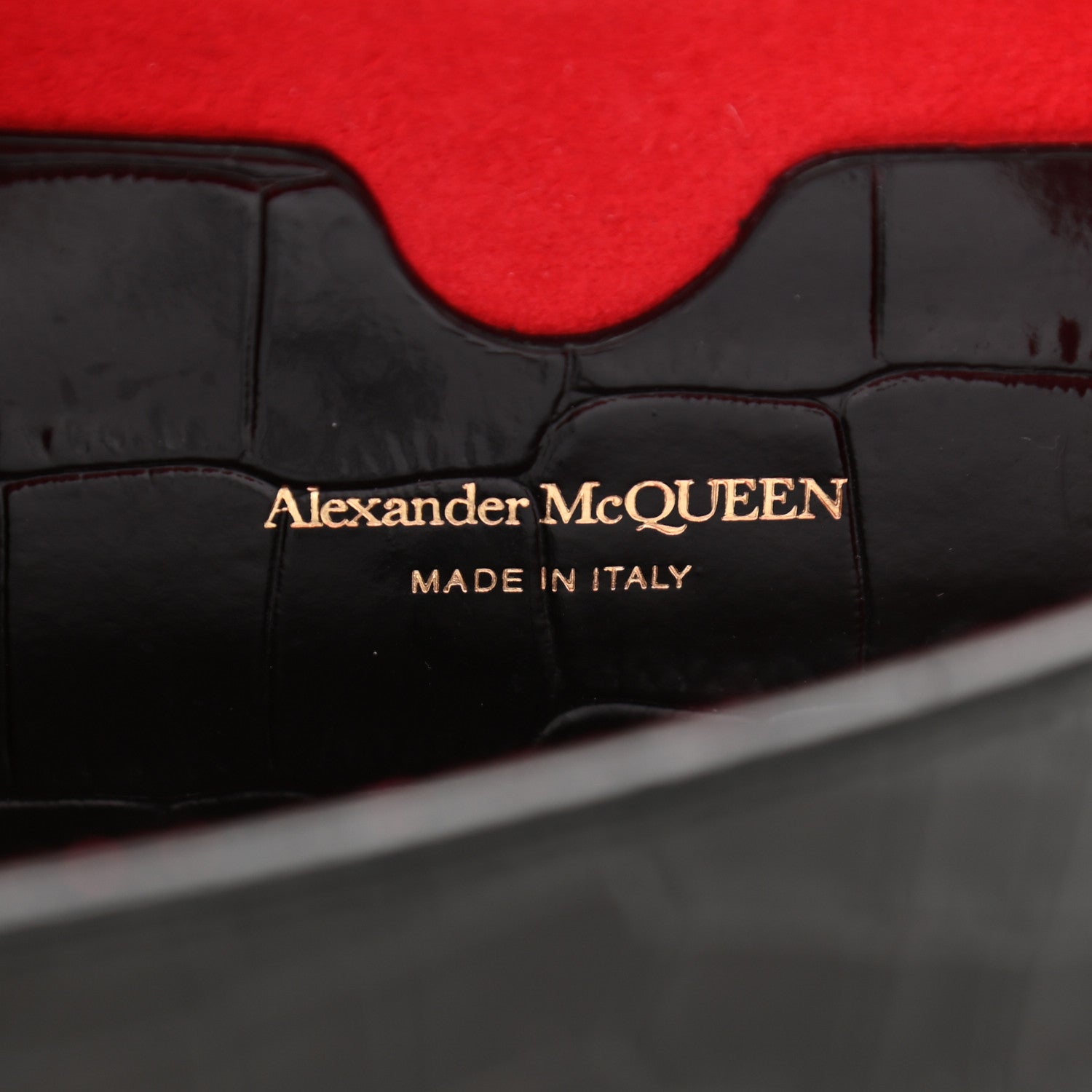 Alexander McQueen Calfskin Crocodile Embossed Skull Mini Crossbody Bag Black 6 of 9