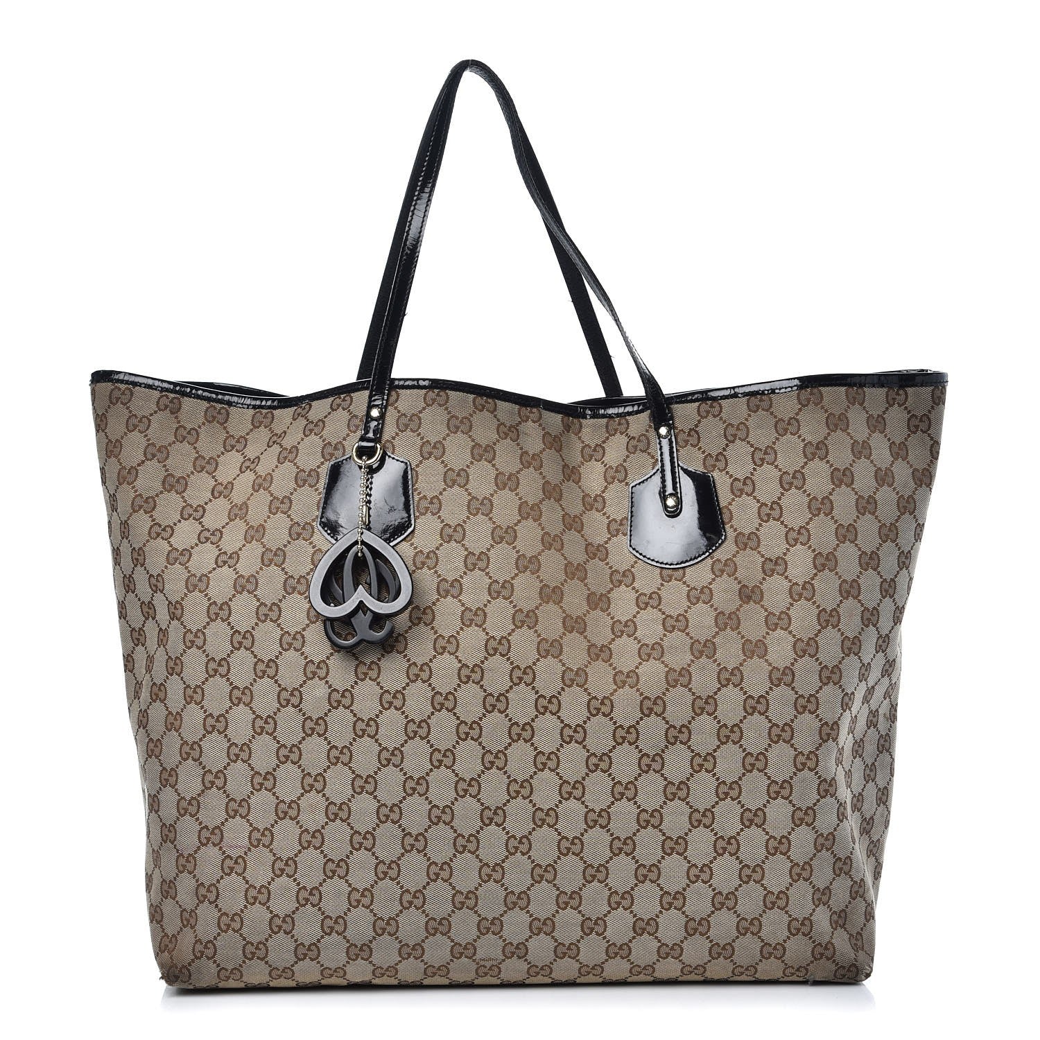 Gucci Monogram Patent Trim Tote Black 1 of 14