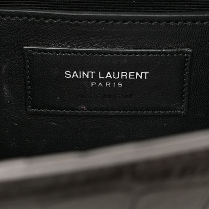 Saint Laurent Croc Embossed Calfskin Classic Kate Monogram Clutch Fog 7 of 8
