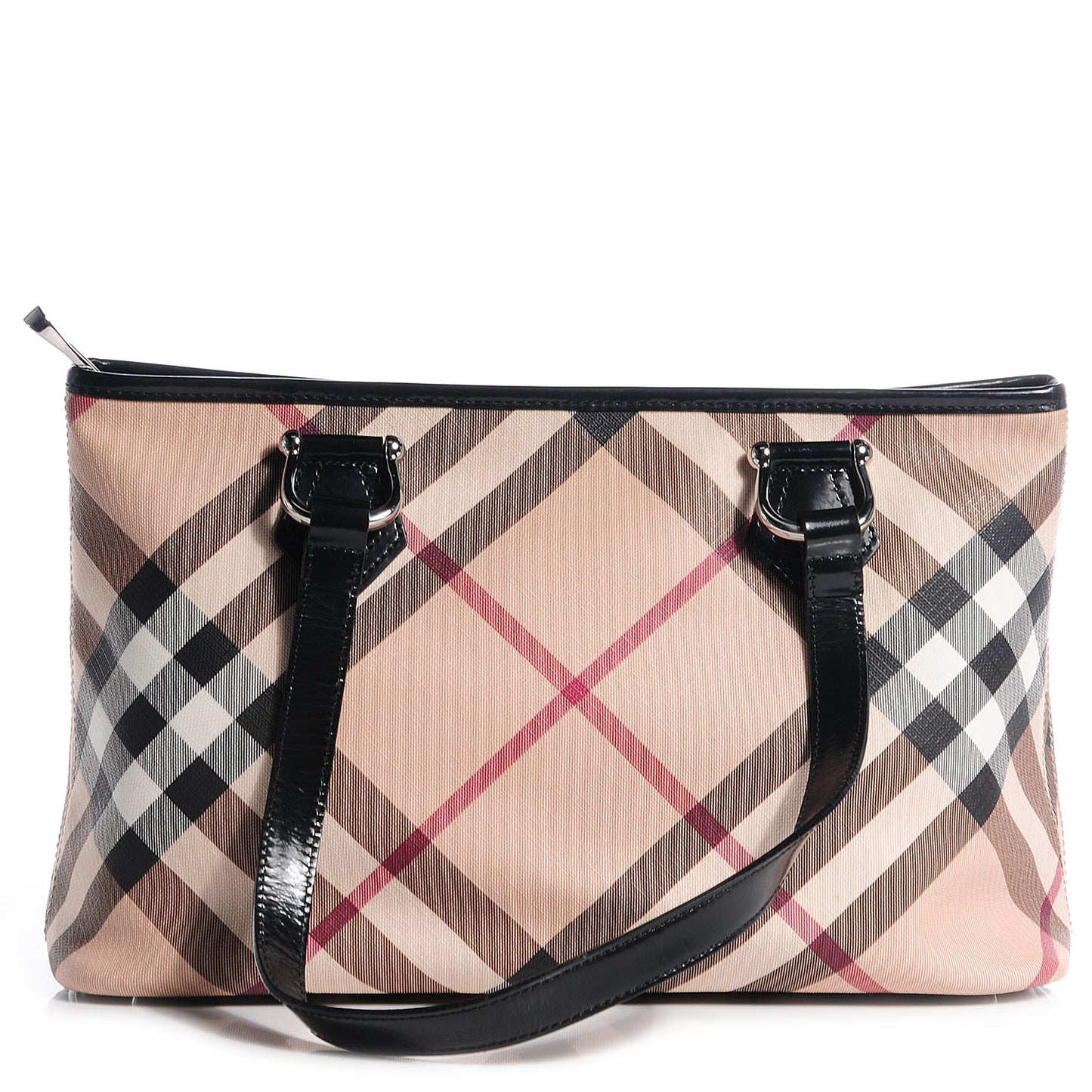 Patent Leather Supernova Check Stanton Tote Black