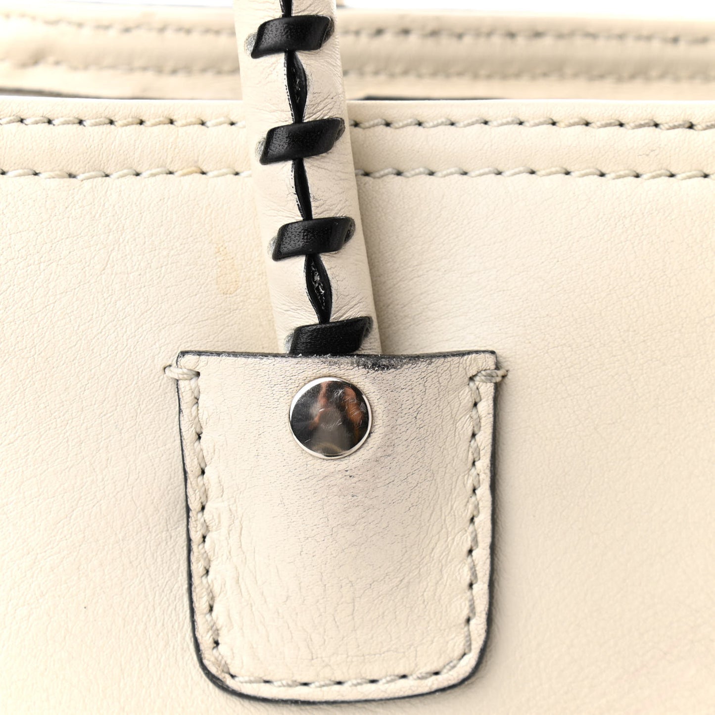 Calfskin Whipstitch Folk Tote White