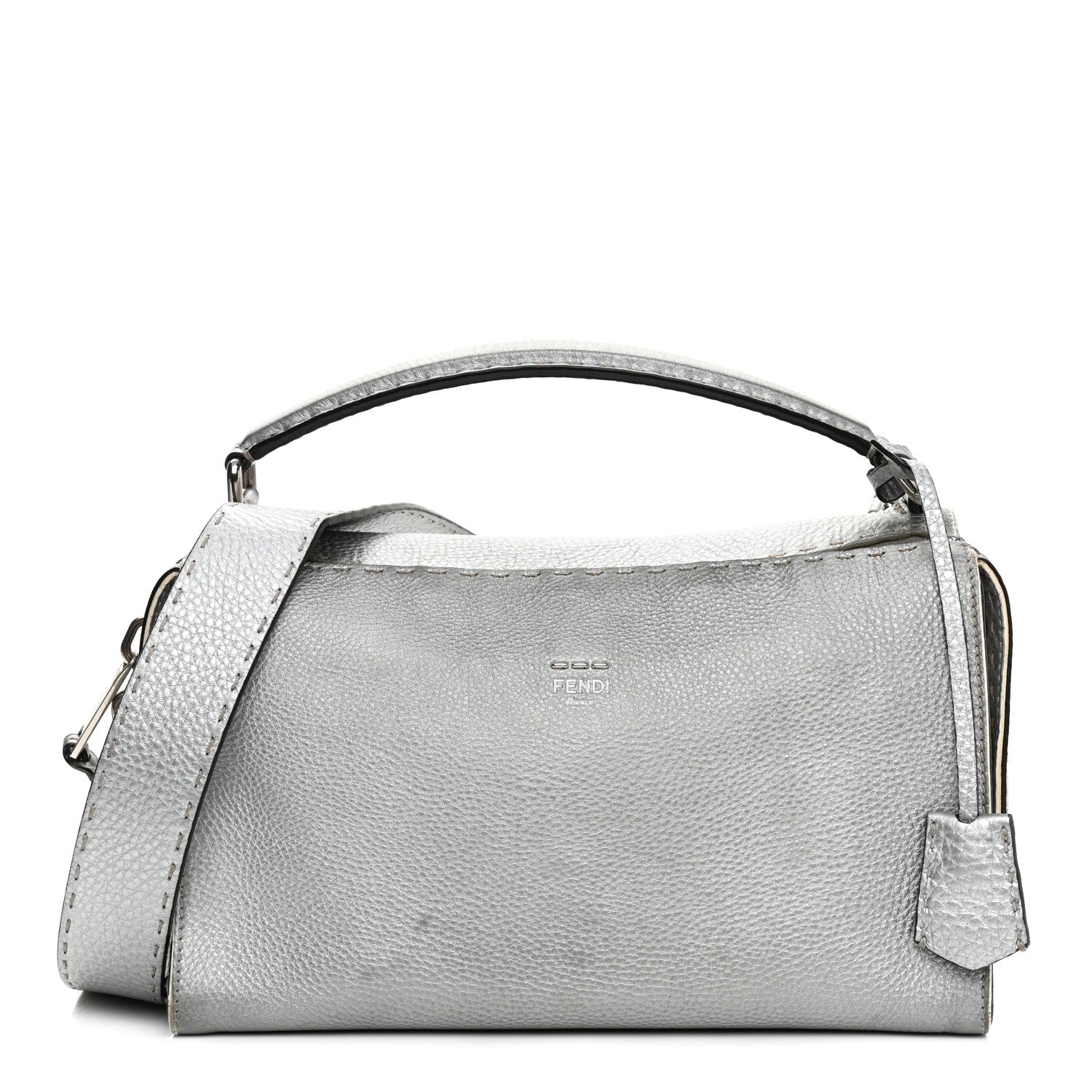 Fendi Cuoio Romano Lux Selleria Lei Boston Tote Argento 1 of 18