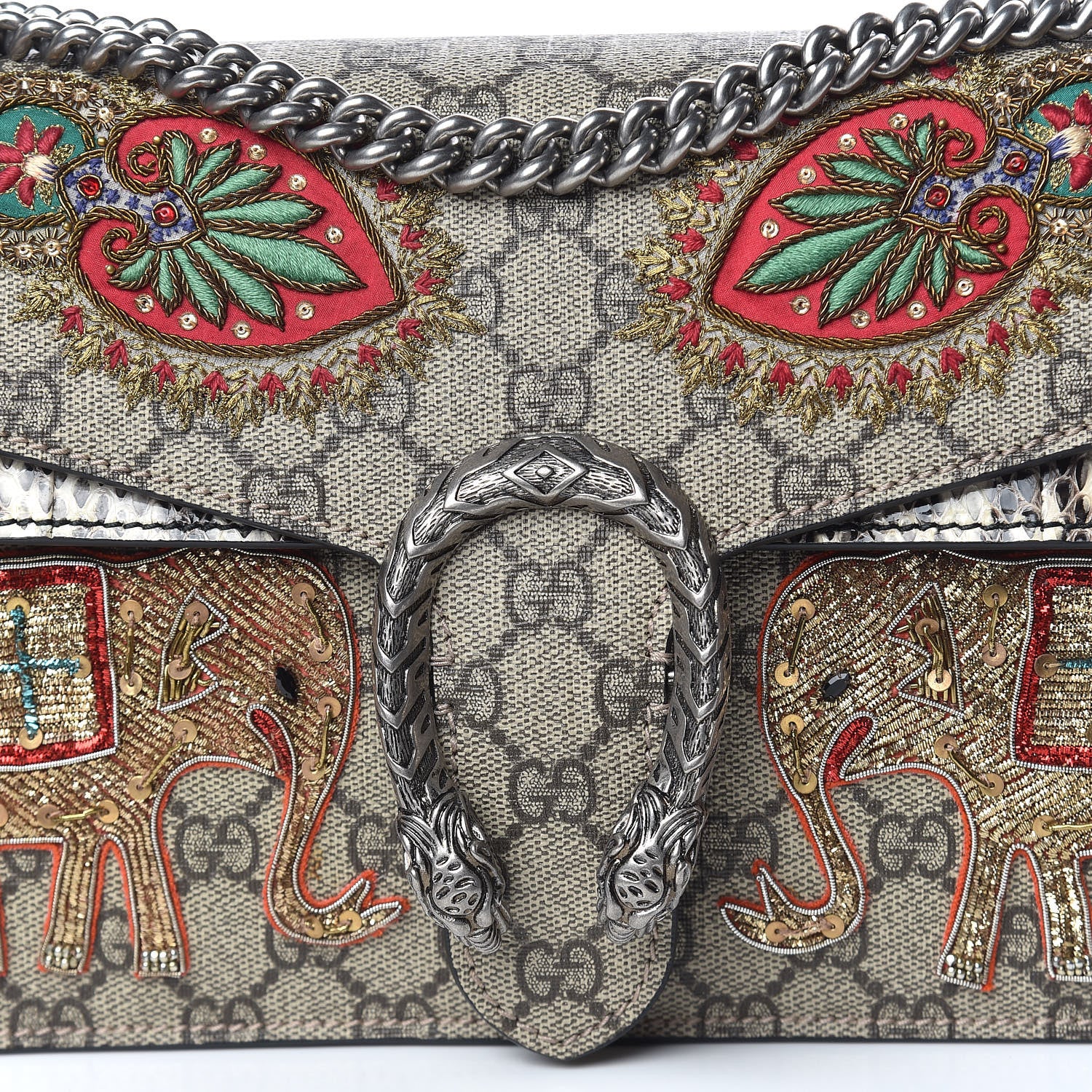 Gucci GG Supreme Monogram Elaphe Elephant Embroidered Small Dionysus Shoulder Bag 10 of 10