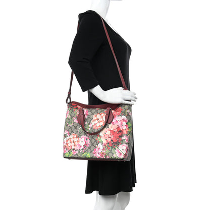 Gucci GG Supreme Monogram Blooms Linea A Foldover Tote Beige Multicolor Dry Rose 2 of 10