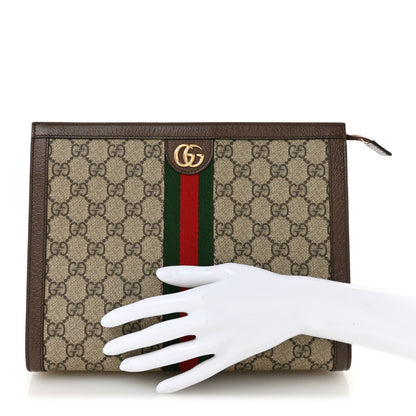 Gucci GG Supreme Monogram Web Ophidia Pouch Brown 2 of 8