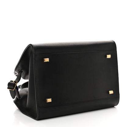 The Row Polished Saddle Calfskin Soft Margaux 10 Bag Black 4 of 10
